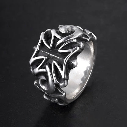Cross Ring Biker Ring Gothic Ring 925 Sterling Silver Handmade