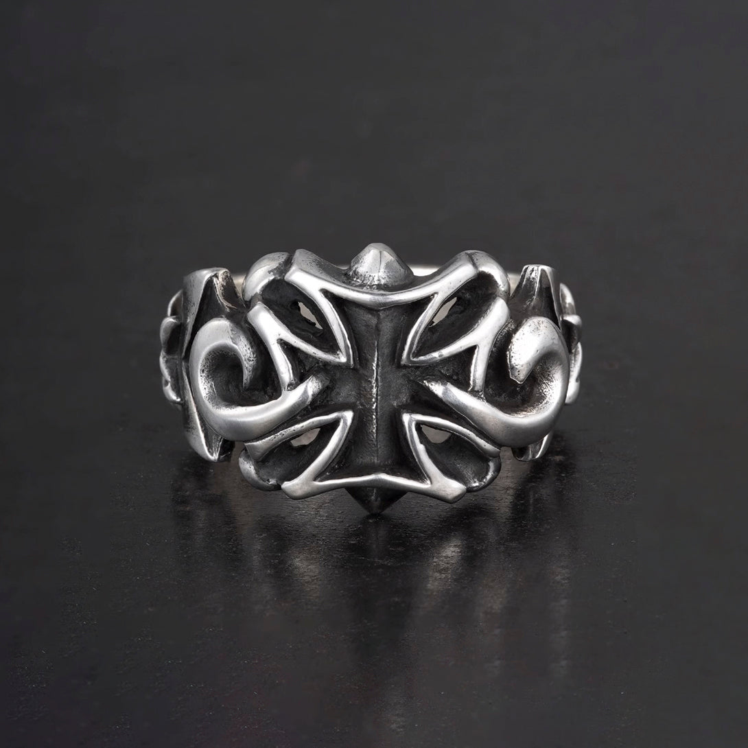 Cross Ring Biker Ring Gothic Ring 925 Sterling Silver Handmade