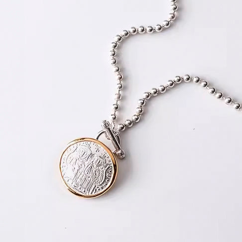 Best Deal: Greek Coin Necklace Inspired by Byzantine Coinage Solidus of Leo IV and Constantine VI