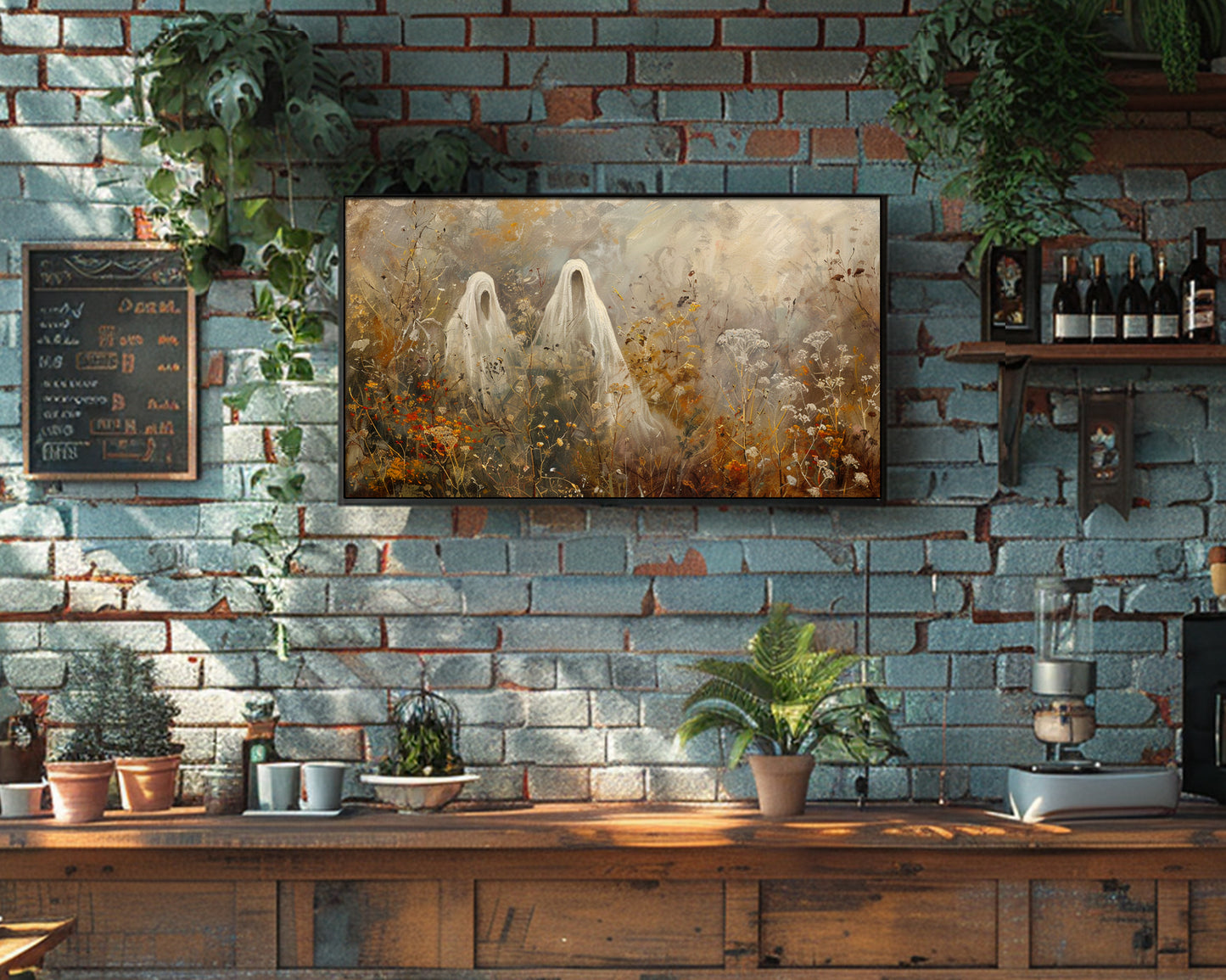 Ghost Lovers in Wildflower Meadow Impressionistic Frame TV Art, Wallpaper