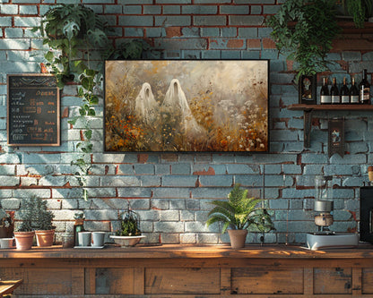 Ghost Lovers in Wildflower Meadow Impressionistic Frame TV Art, Wallpaper