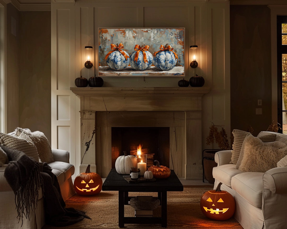 Chinoiserie Pumpkins Vintage Painting Frame TV Art, Wallpaper