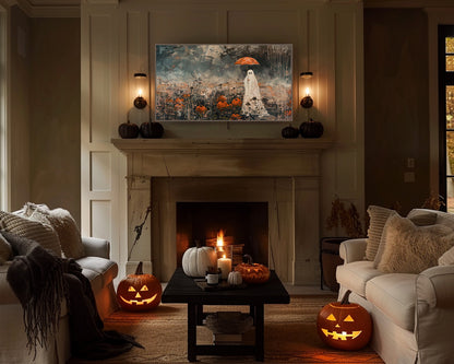 Impressionistic Ghost at Pumpkin Patch Frame TV Art, Wallpaper