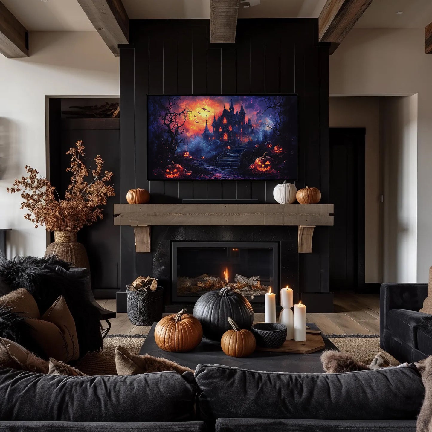 Halloween Haunted House Painting Frame TV Art, Wallpaper