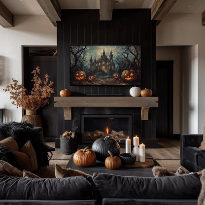 Haunted House Painting Halloween Frame TV Art, Wallpaper