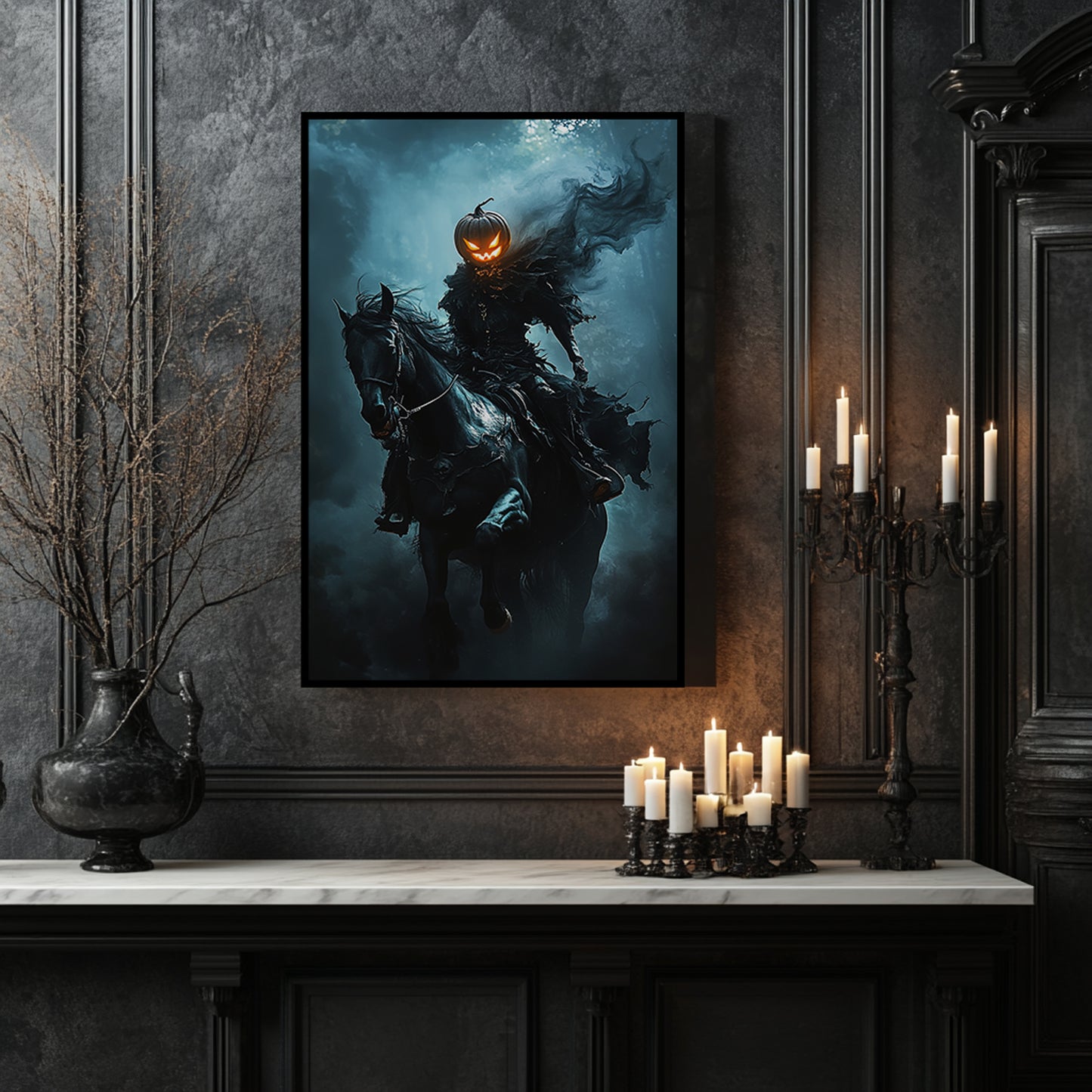 Spooky Pumpkin Horseman Poster – Halloween Wall Art