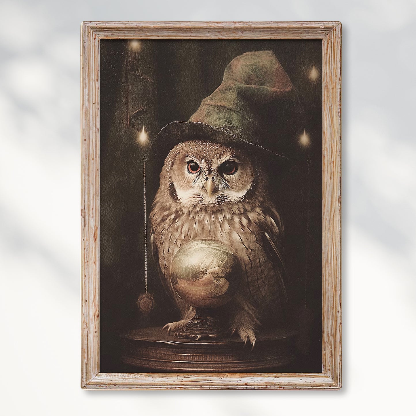 Cute Witchy Fortune Teller Owl Poster – Rustic Autumn Wall Art Decor