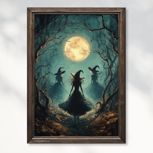 Witch in the Moonlight Woodland Wall Art Poster