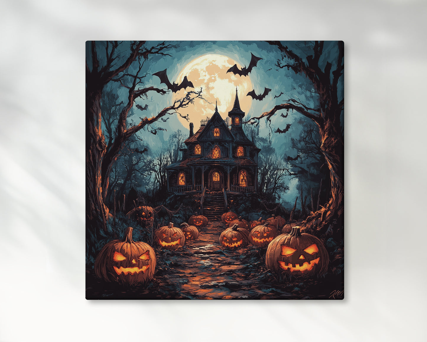 Haunted Mansion Halloween Decor – 1:1 Ratio Canvas Wall Art