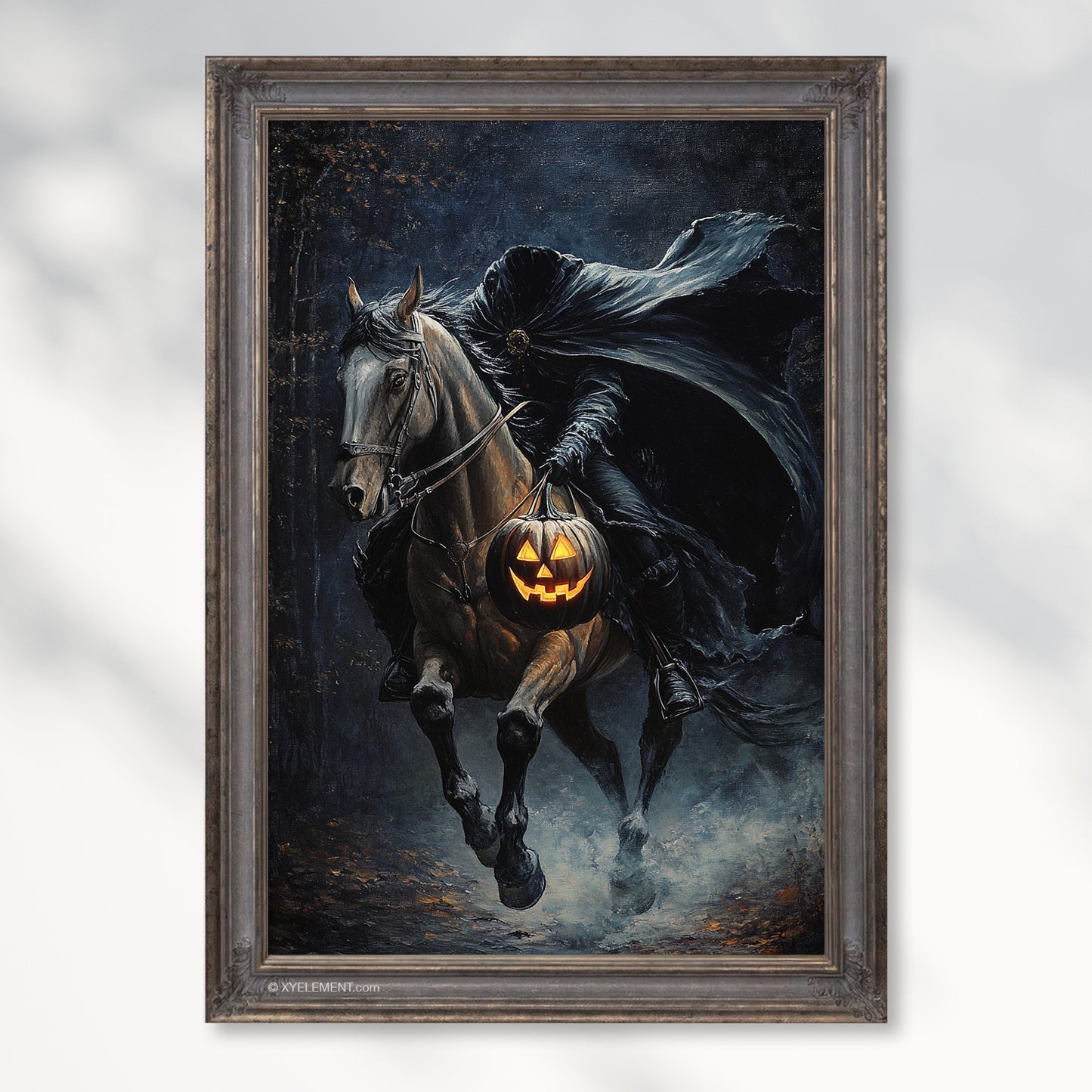 Spooky Headless Horseman Pumpkin Poster – Halloween Wall Art