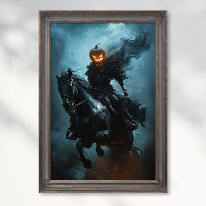 Spooky Pumpkin Horseman Poster – Halloween Wall Art