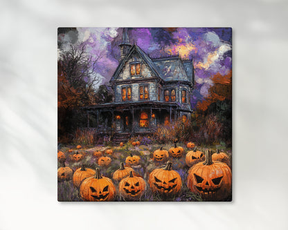 Haunted House Halloween Decor – 1:1 Ratio Canvas Wall Art