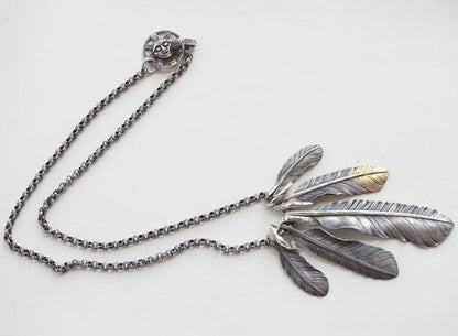 Red-tailed Hawk Silver Feather Setup Necklace