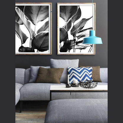 Black and White Prints, Banana Leaves Print, Set Of 2 Modern Wall Art, Botanical Art, Poster Print, Leaf Print