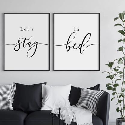 Lets Stay in Bed Set of 2 Prints