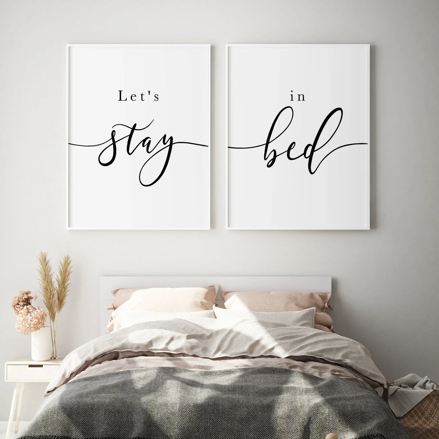 Lets Stay in Bed Set of 2 Prints