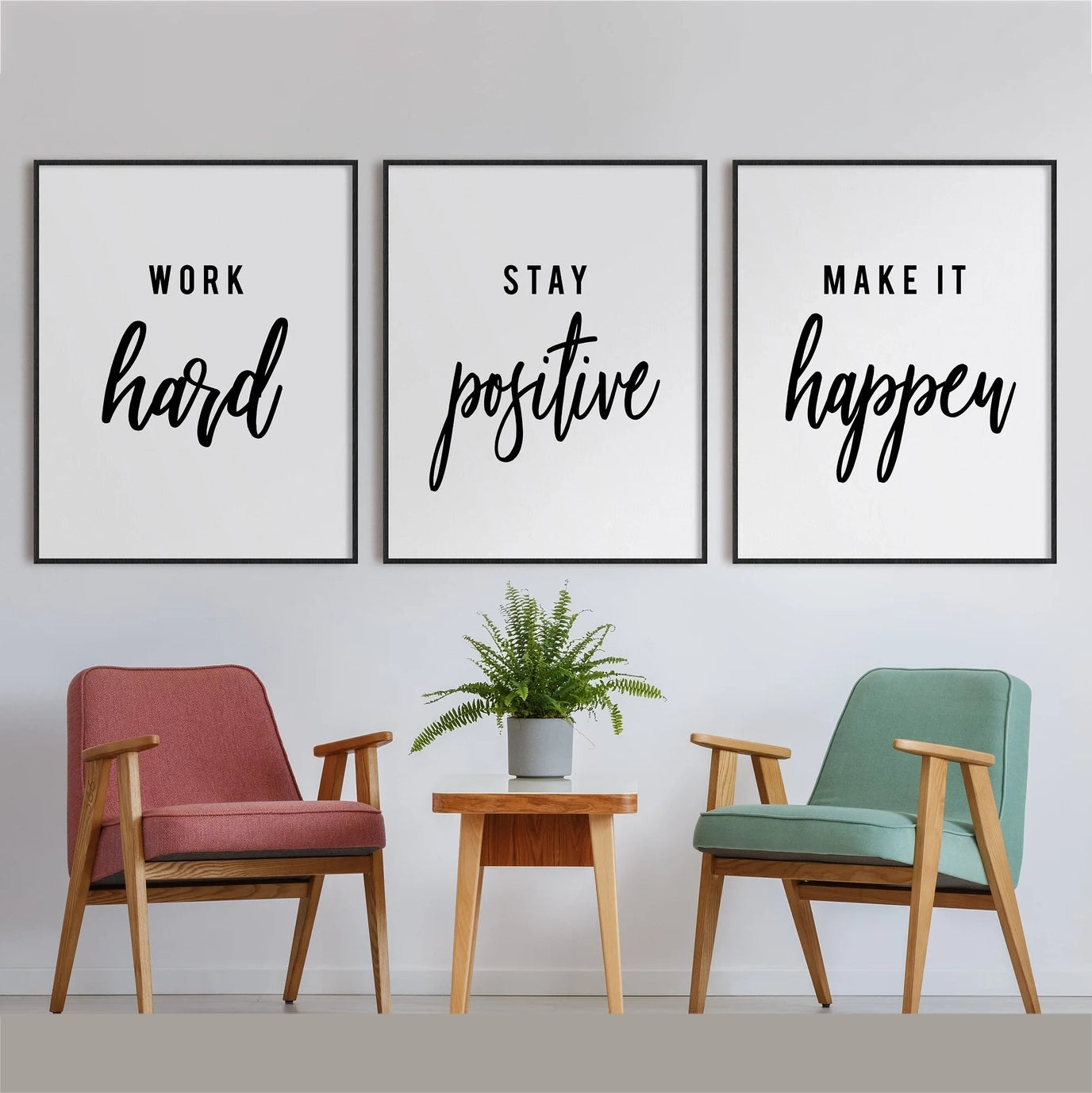 Motivational Quotes Set of 3 Office Wall Art Posters
