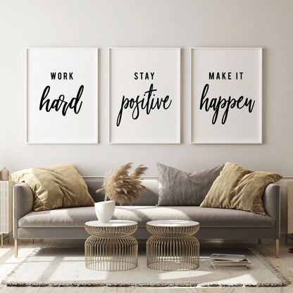 Motivational Quotes Set of 3 Office Wall Art Posters