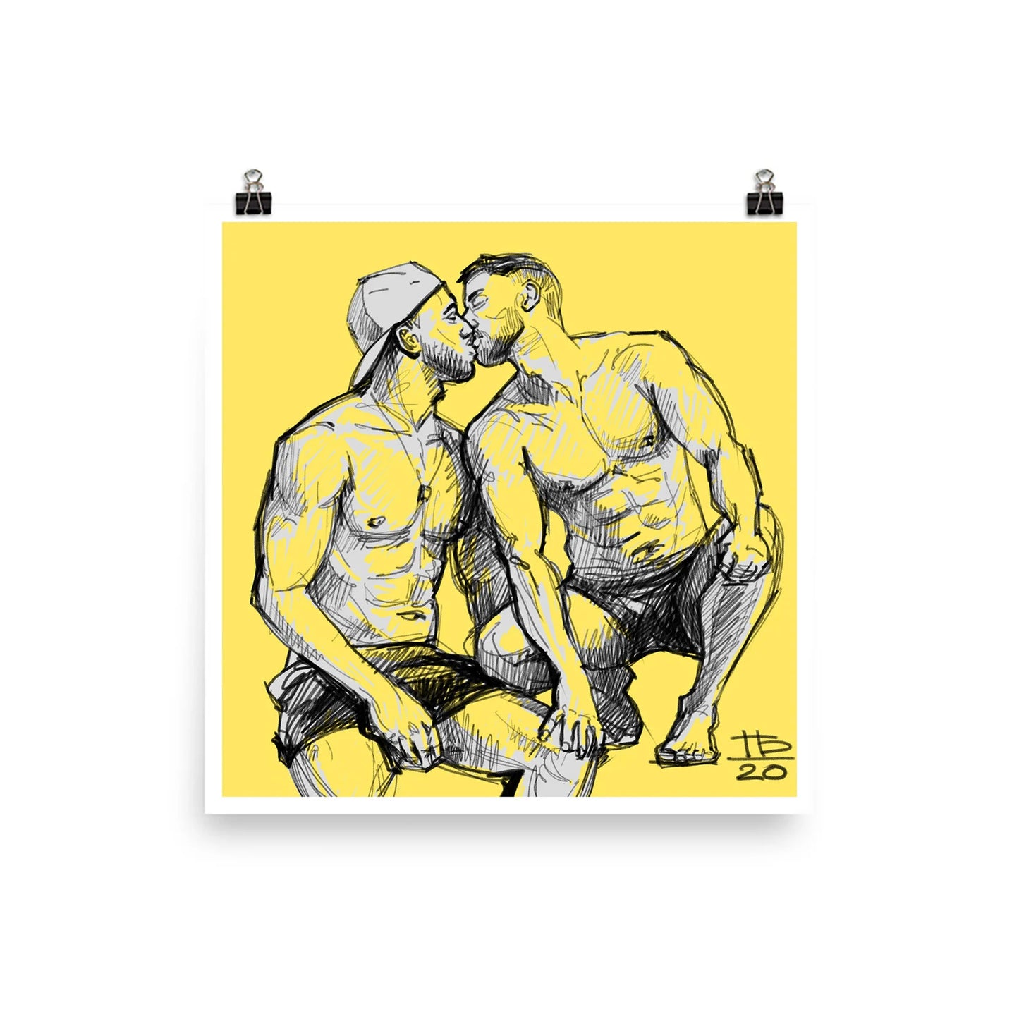 Kissing Men Figures Digital Drawing Download
