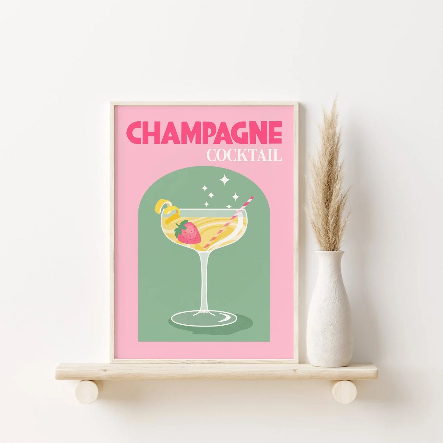 Champagne Cocktail Retro Trendy Wall Art