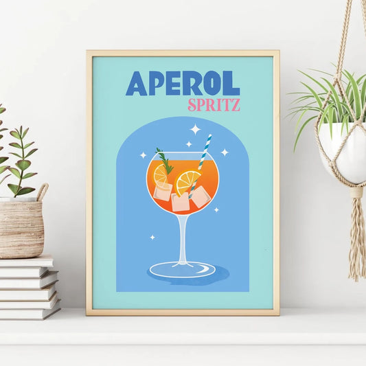 Aperol Spritz Retro Cocktail Wall Art