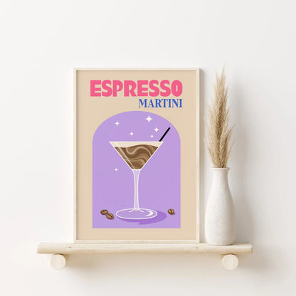 Espresso Martini Retro Cocktail Wall Art
