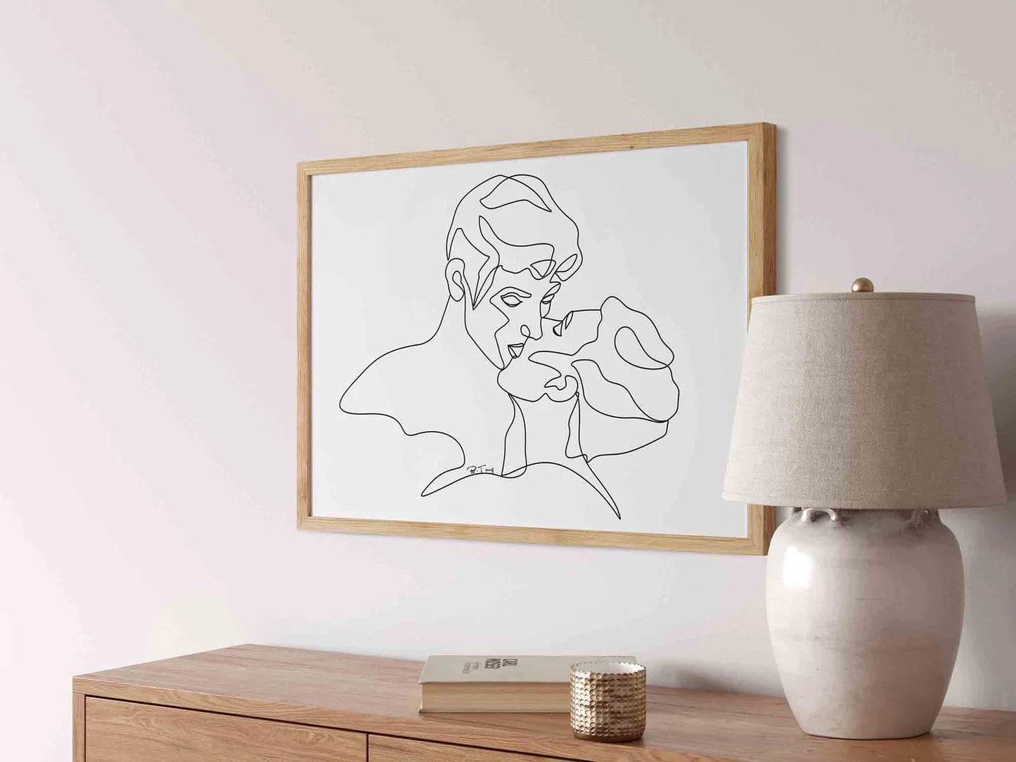 Two Men Kissing Printable Wall Art Minimalist Art Download