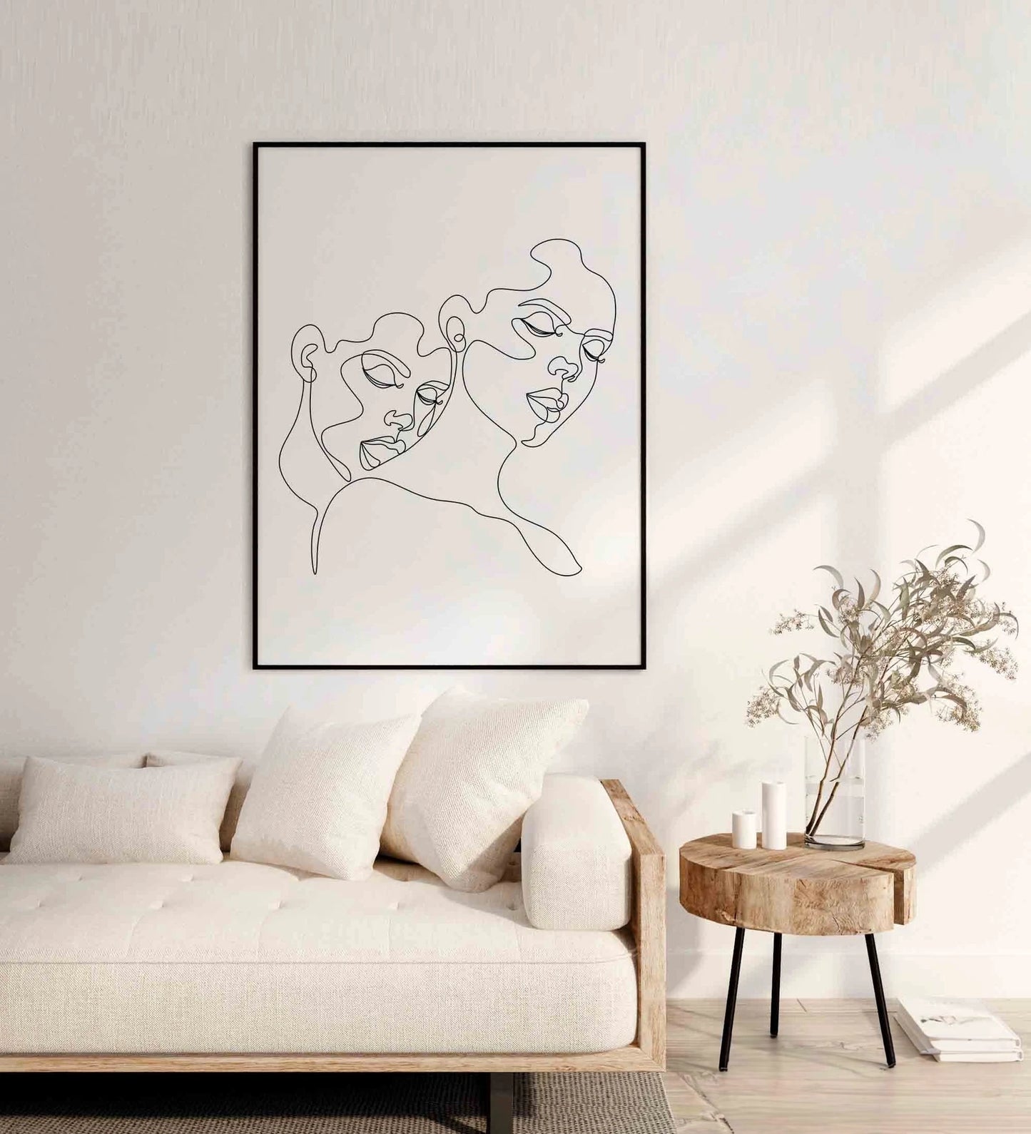 Be With You - Two Women LGBTQ Art One Line Drawing Printable Lesbian Art Download