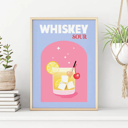 Whiskey Sour Cocktail Wall Art, Bar