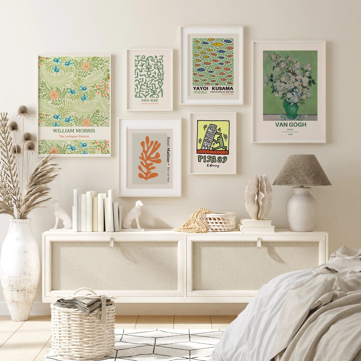 Gallery Wall Set, Yayoi Kusama Print, Matisse Poster Set, Keith Haring Print, Sage Green Decor, Van Gogh Art, Matisse Print, Digital Set