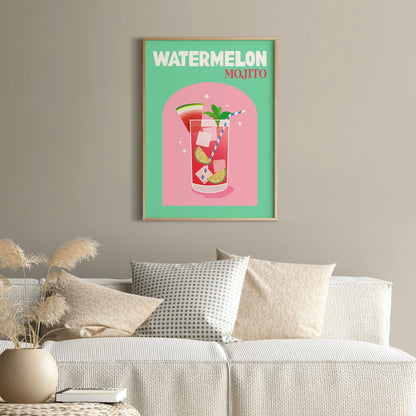 Watermelon Mojito Cocktail Wall Art