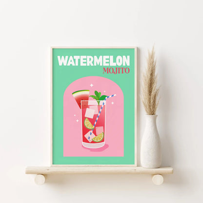 Watermelon Mojito Cocktail Wall Art