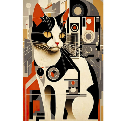 Abstract Cat Modern Wall Art Poster (1)