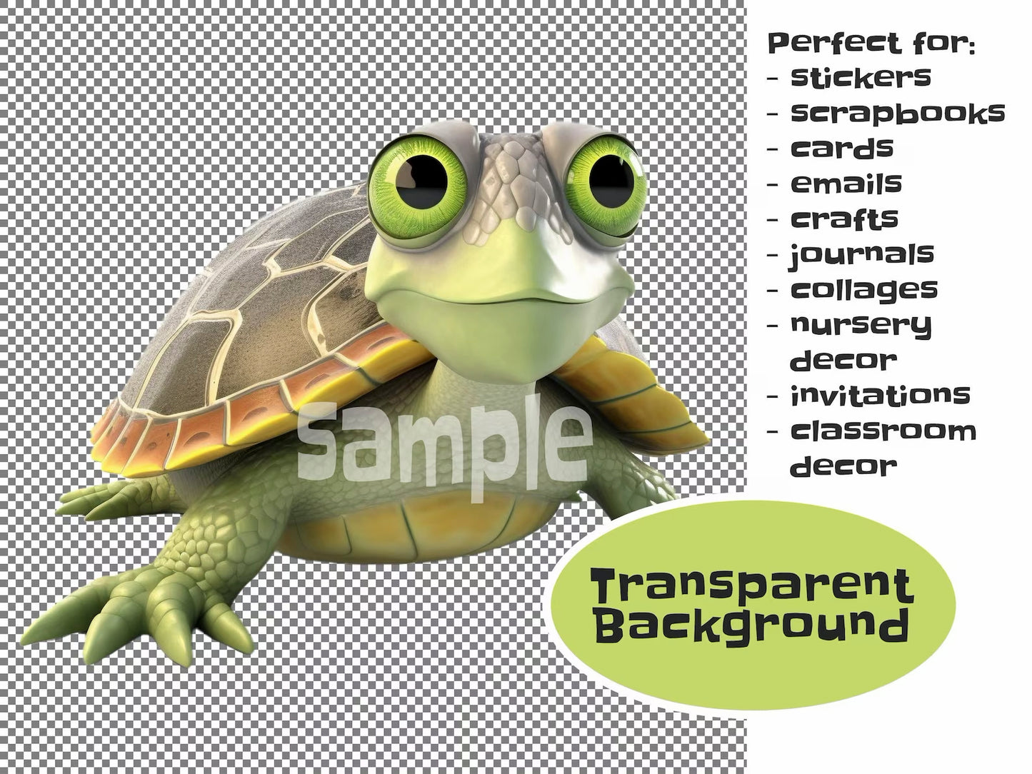 Cute 3D Turtle Clipart