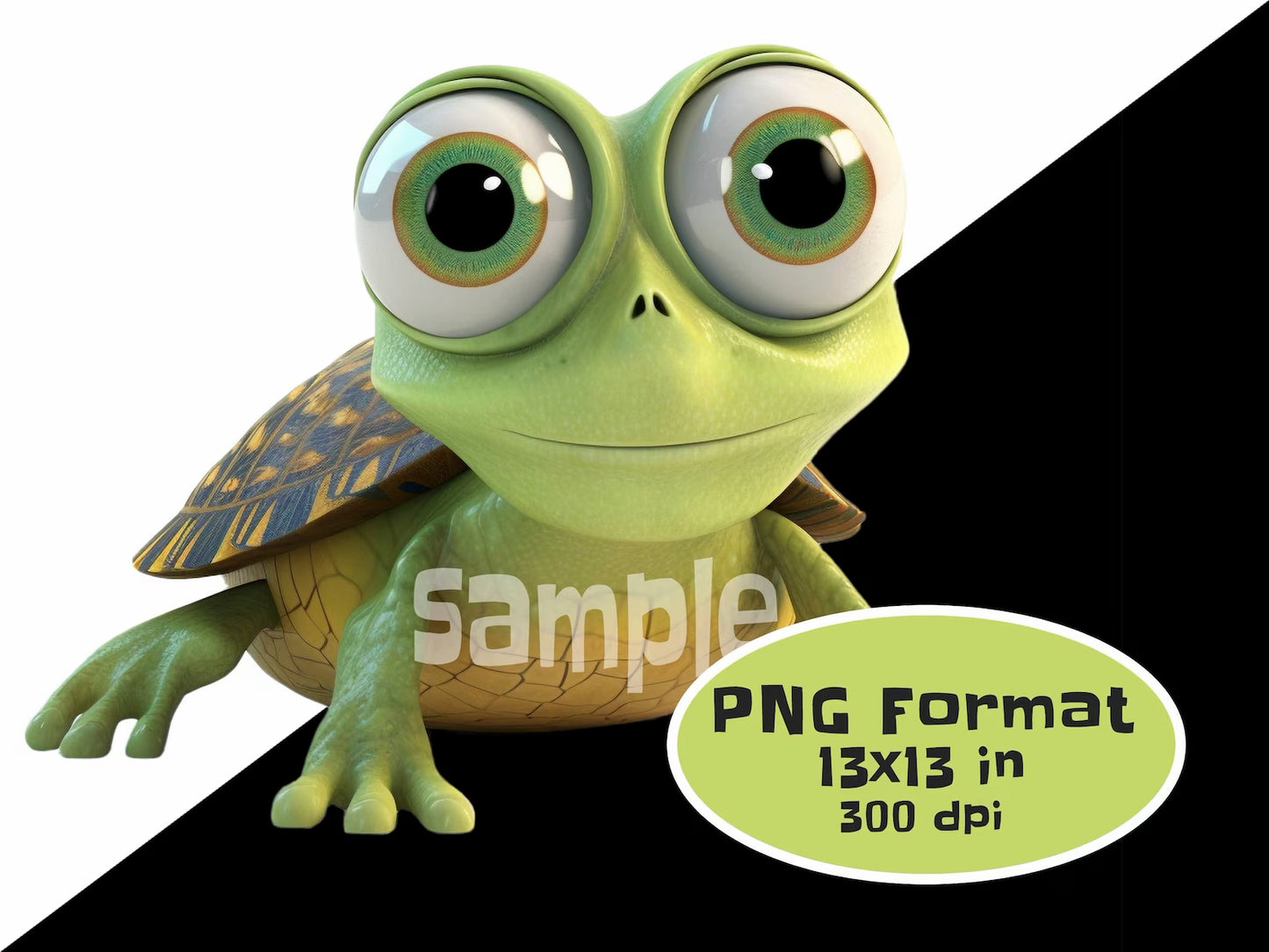 Cute 3D Turtle Clipart