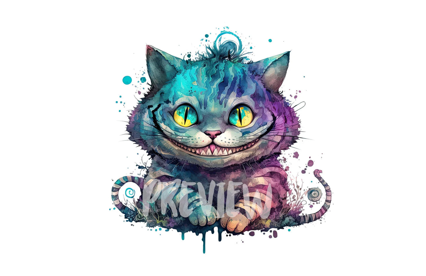 Cheshire Cat Digital Watercolor