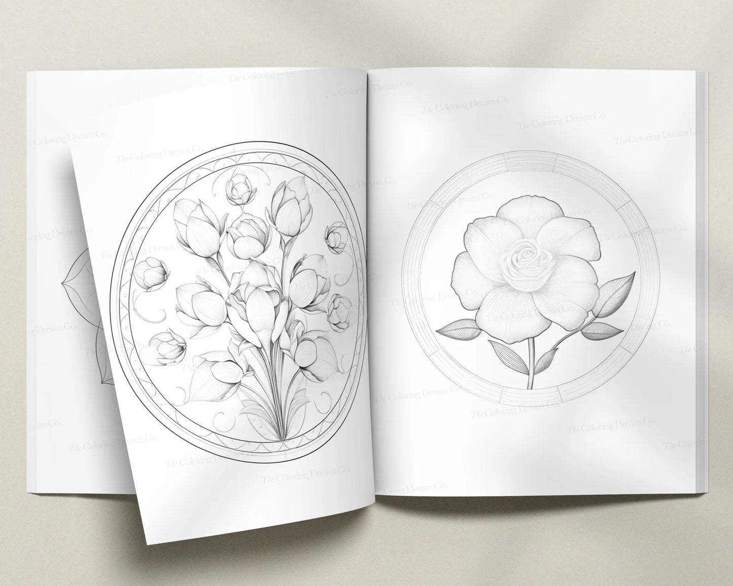 Minimalist Botanical Flowers Coloring Pages PDF Download