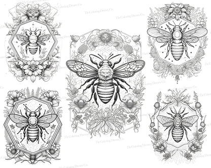 Bumblebee Mandala Coloring Book, Sunflower, Printable Coloring Pages, Printable PDF