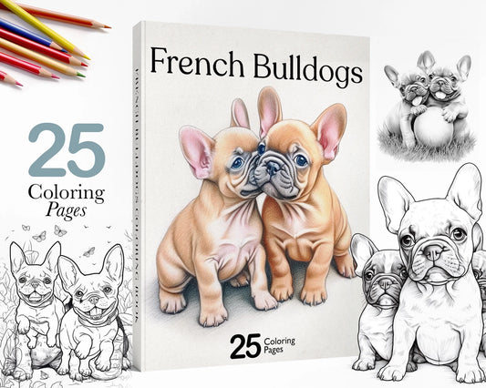 French Bulldog Coloring Book, Frenchies, Coloring Pages Printable PDF