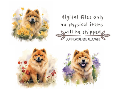 Watercolor Chow Chow Clipart