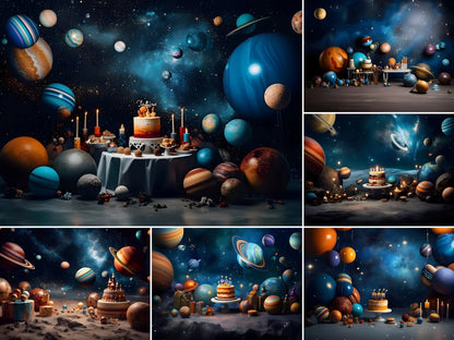 Galaxy Space Birthday Background Set of 15