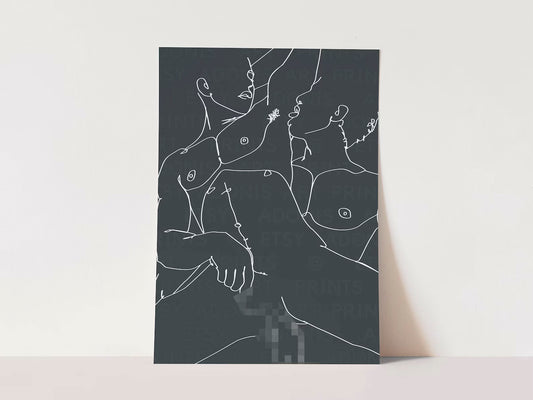 Abstract Male Love Minimalist Line Sketch Art