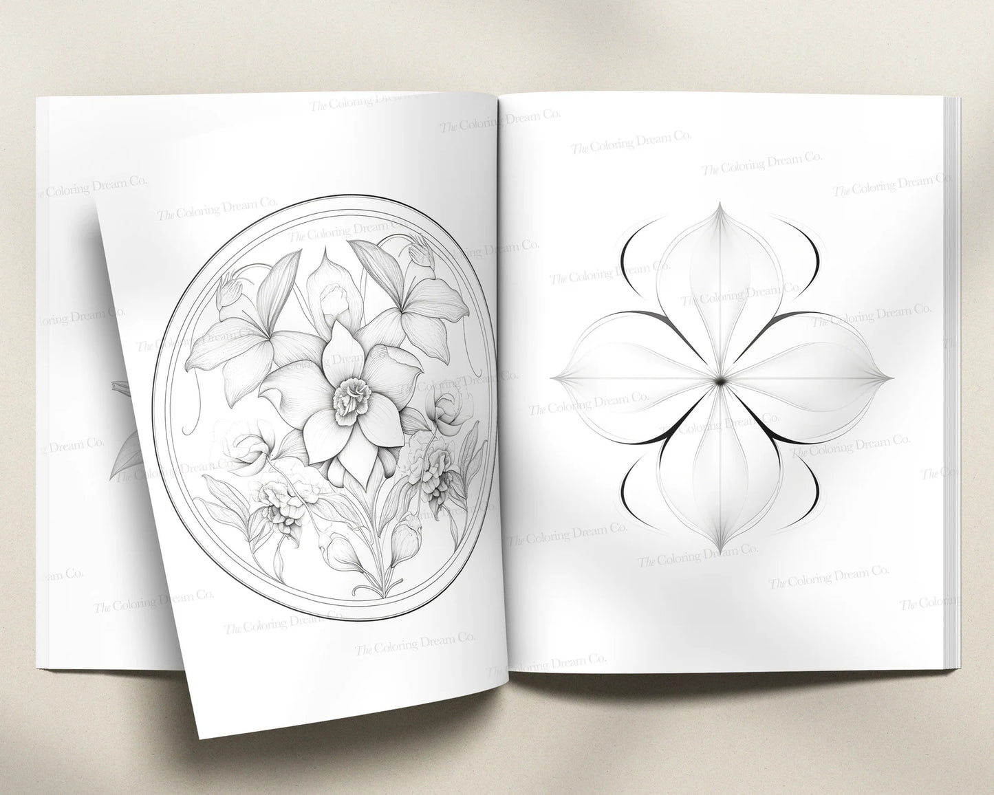 Minimalist Botanical Flowers Coloring Pages PDF Download