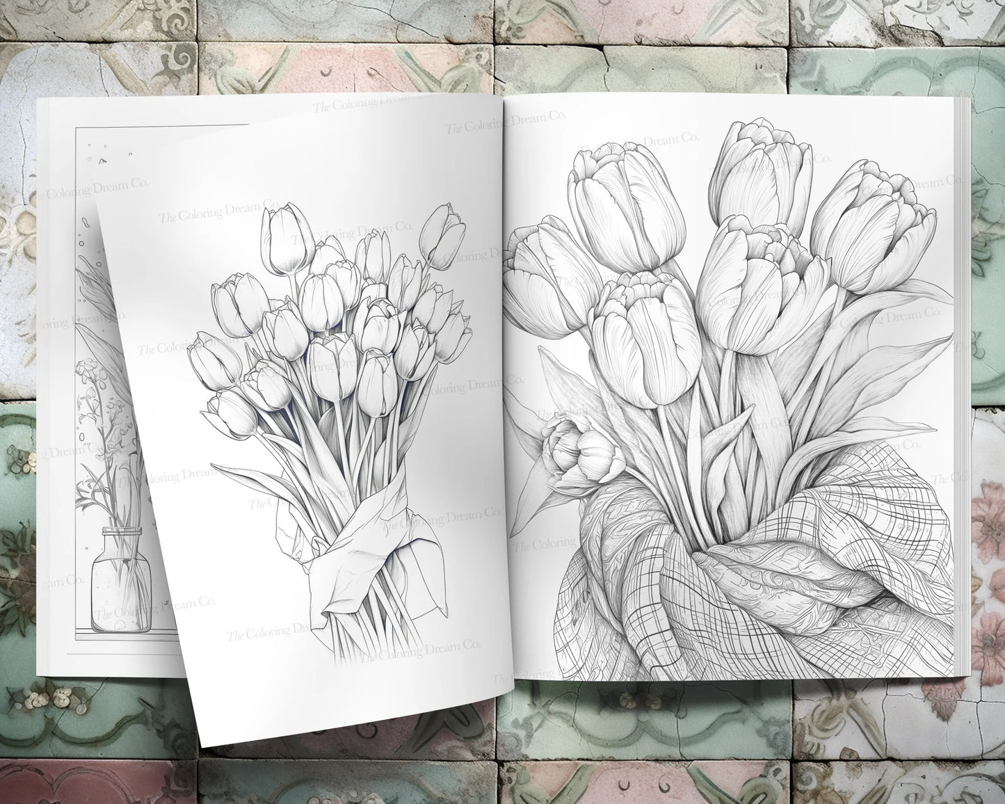 Botanical Flowers Coloring Book, Beautiful Flowers Coloring Page, Printable PDF