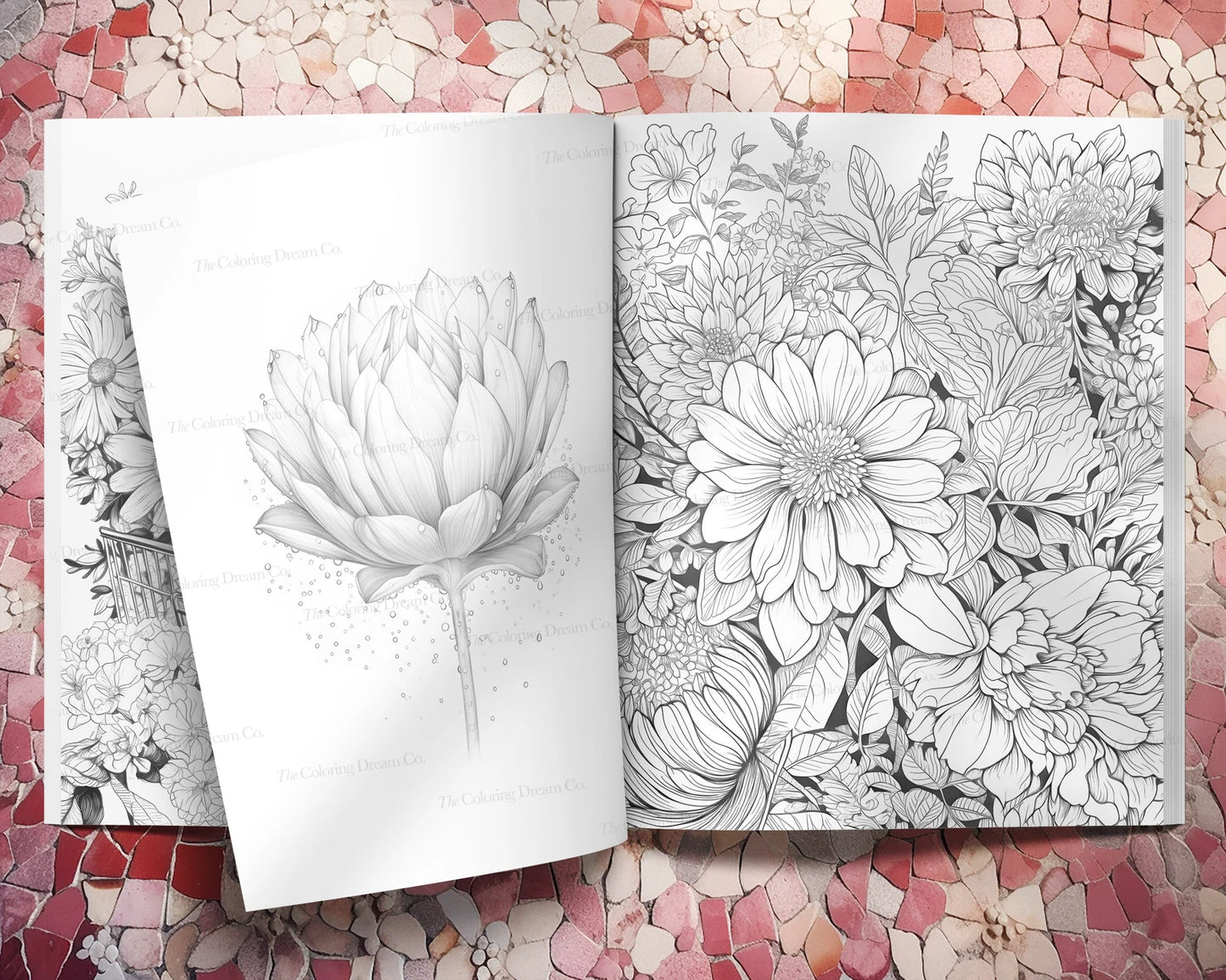 Botanical Flowers Coloring Book, Beautiful Flowers Coloring Page, Printable PDF