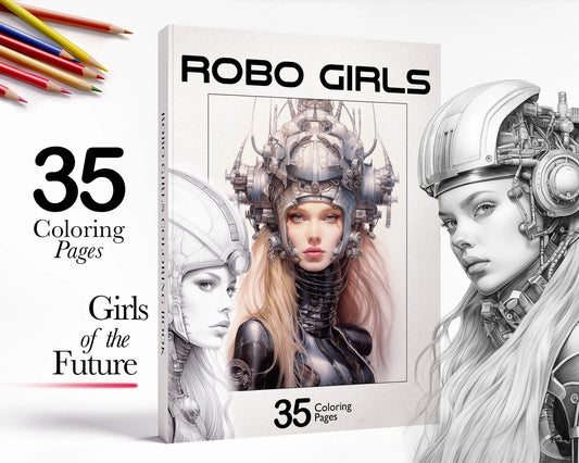 Fantasy Girls Coloring Book, Fashion Coloring Page, Printable PDF