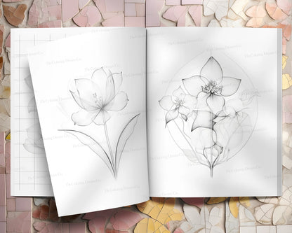 Botanical Flowers Coloring Pages PDF Download