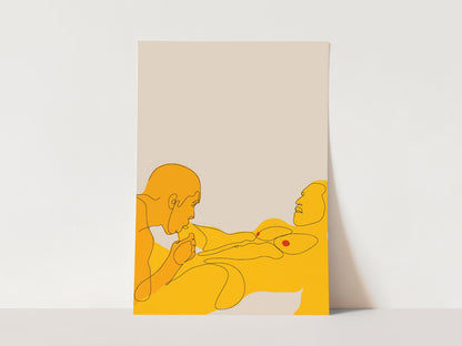 Abstract Gay Wall Art, Two Males Figure Sketch, Minimalist Drawing
