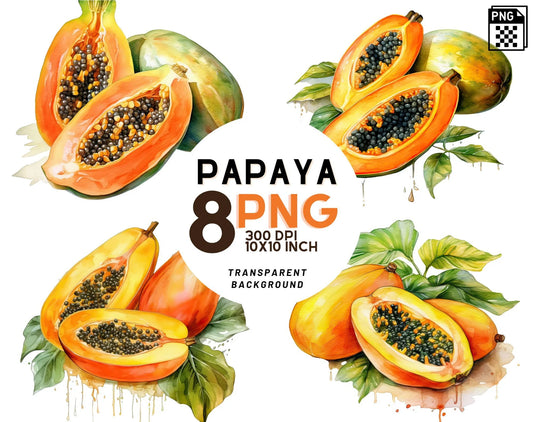 Watercolor Papaya Clipart