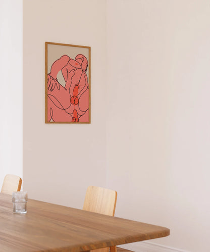 Abstract Gay Art Print Minimalist Line Art, Male Figure Sketch Home Decor
